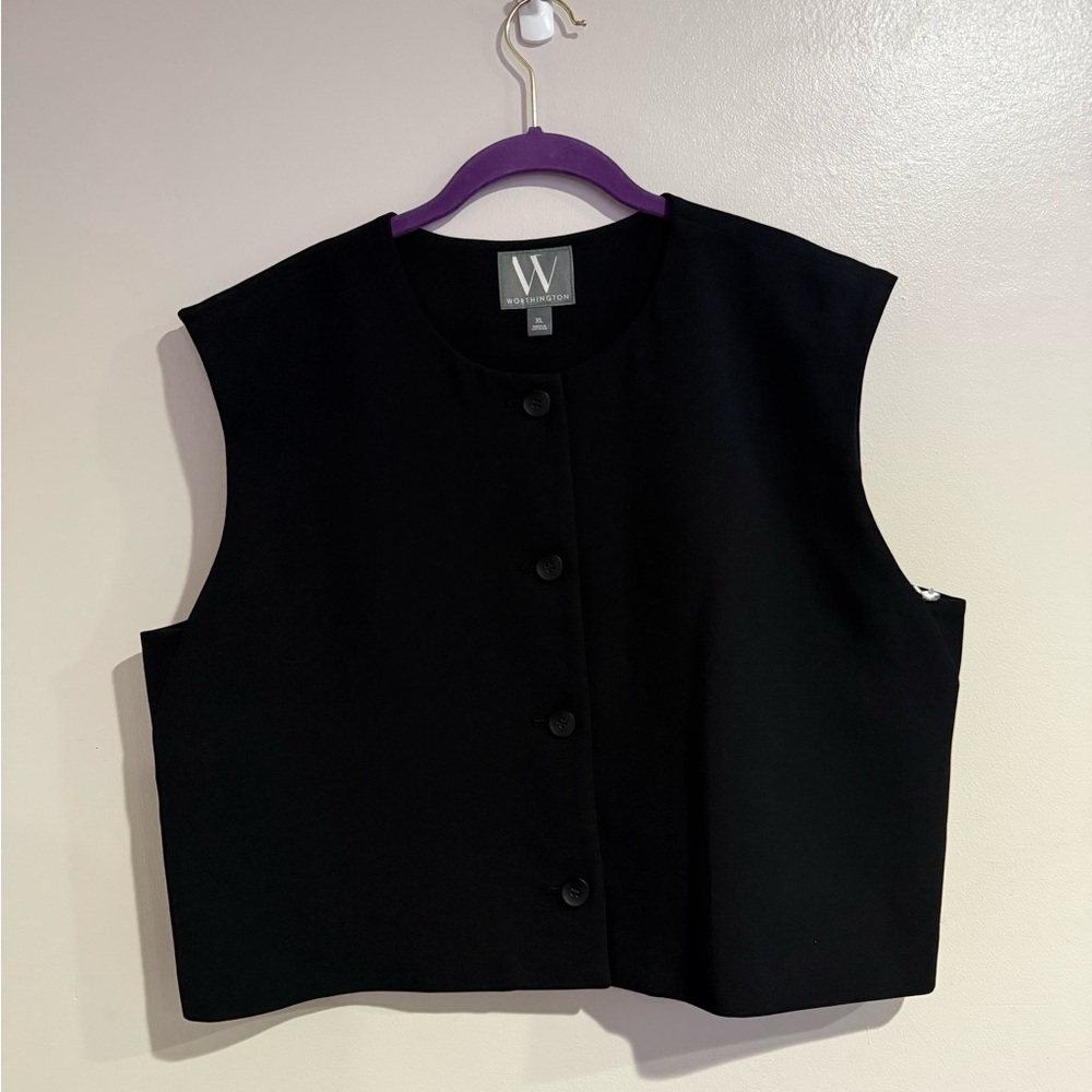 Worthington Classic Black Button-Up Vest
